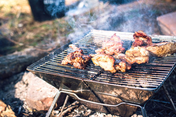 friends cooking breakfast in weekend camping and feeling enjoy with nature