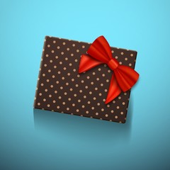 Illustration of Vector Gift Box with Red Ribbon. Realistic Vector Present in Gift Packaging. Greeting Card Template