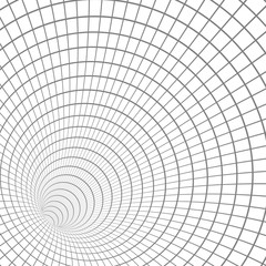 Illustration of Vector Spiral Tunnel. Wireframe Technology Vortex Tunnel Illusion Background