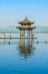 Naklejka premium Hangzhou West Lake beautiful landscape scenery