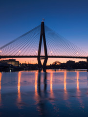 Blue hour view at part of Anzac bridge with clear sky.