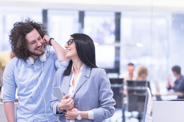 Business People Working With Tablet in startup office