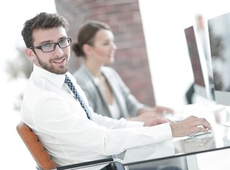 businessman on blurred background office