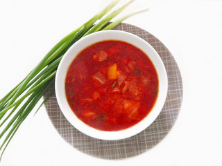 Kyiv, Ukraine - March 2017: Ukrainian red borsch