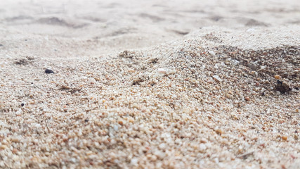 Fototapeta na wymiar Focus of slope sand on the beach in horizontal view
