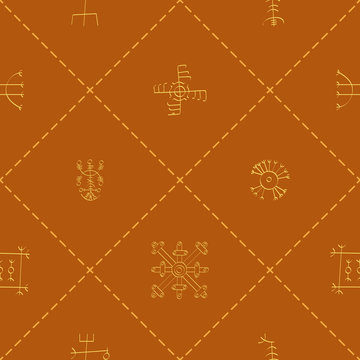 Seamless pattern with Icelandic magical symbols for your design