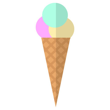 Ice cream cone flat icon, vector sign, colorful pictogram isolated on white. Symbol, logo illustration. Flat style design