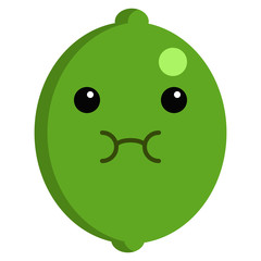 Lime nauseated face emoji vector illustration. Flat style design. Colorful graphics