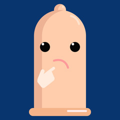 Thinking Face condom emoji vector illustration. Flat style design. Colorful graphics