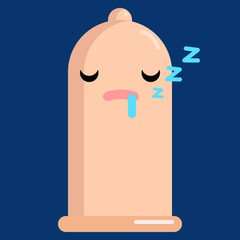 Sleeping face condom emoji vector illustration. Flat style design. Colorful graphics