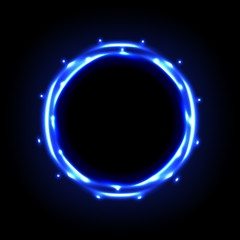 Colorful neon frame on a dark background, abstract illustration.