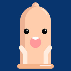 Face screaming in fear condom emoji vector illustration. Flat style design. Colorful graphics
