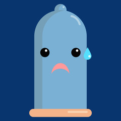 Face with open mouth & cold sweat condom emoji vector illustration. Flat style design. Colorful graphics