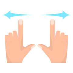 Horizontal spread touch screen gesture vector illustration. Flat style design. Colorful graphics