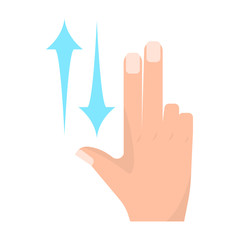 Vertical scroll touch screen gesture vector illustration. Flat style design. Colorful graphics