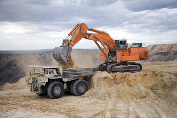 Coal Mine Excavator and Dump Truck