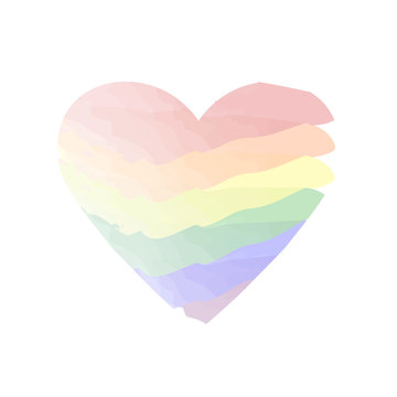 rainbow heart. watercolor image