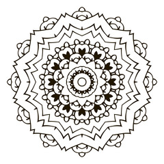 Mandala. Black and white decorative element. Picture for coloring.
