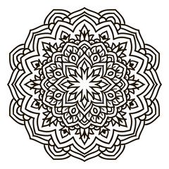 Mandala. Black and white decorative element. Picture for coloring.