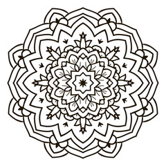 Mandala. Black and white decorative element. Picture for coloring.