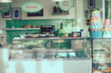 Blurred dessert shop