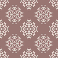 Vintage brown ornament. Floral seamless pattern