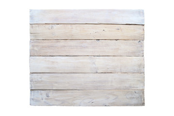 Grunge wood board isolated on white background. Surface of aged white wooden planks.