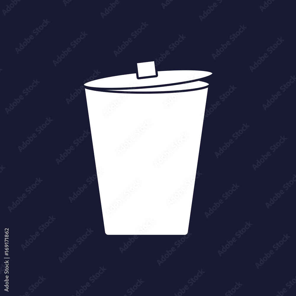 Poster the garbage container. vector icon trash can. waste.vector white icon on dark blue background.