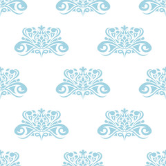 Seamless pattern with blue wallpaper ornaments