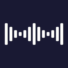 Obraz premium Vector icon of sound wave, sound. Vector white icon on dark blue background.