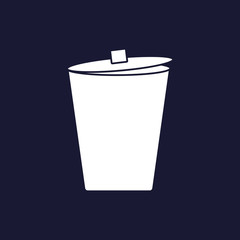 The garbage container. Vector icon Trash can. Waste.Vector white icon on dark blue background.