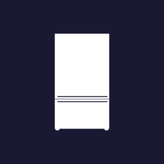 Vector image of refrigerator. refrigerator Icon. Vector white icon on dark blue background.
