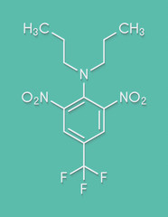 Fototapeta premium Trifluralin herbicide molecule. Skeletal formula.