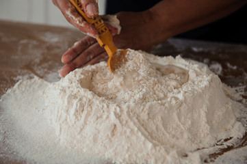 Chef preparing dough - cooking process