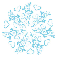 Mandala of hearts and butterflies