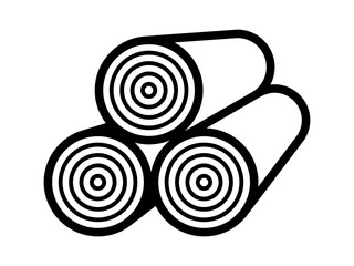 Stack of timber / lumber wood logs line art vector icon for apps and websites