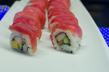 Tuna fish sushi rice wrapped