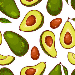 Cute seamless pattern made of hand drawn colorful avocados.