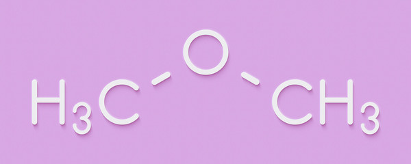 Dimethyl ether (methoxymethane, DME) molecule. Skeletal formula.