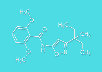 Fototapeta premium Isoxaben herbicide molecule. Skeletal formula.