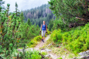 Fototapeta premium Hiker woman at High Tatras, Slovakia