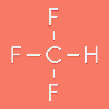 Fluoroform greenhouse gas molecule. Skeletal formula.