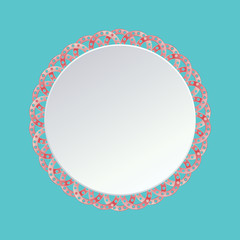 sweet pink flower  frame, vector illustration