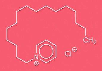 Cetylpyridinium chloride antiseptic molecule. Skeletal formula.