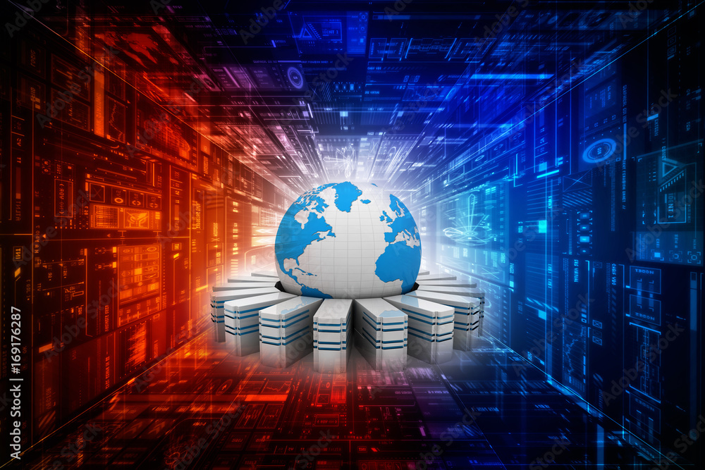 Poster 3d rendering database storage illustration