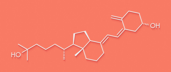 Calcifediol (calcidiol, 25-hydroxyvitamin D) molecule. Blood marker of vitamin D status. Skeletal formula.