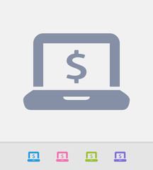 Laptop & Dollar Sign - Granite Icons. A professional, pixel-perfect icon designed on a 32x32 pixel grid and redesigned on a 16x16 pixel grid for very small sizes.
