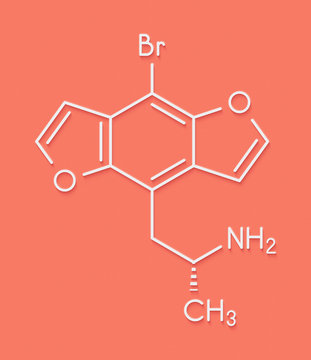 Bromo-dragonFLY hallucinogenic drug molecule. Skeletal formula.