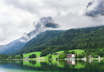 Fototapeta na wymiar summer landscape on Hintersee lake, Bavaria. Germany Alps