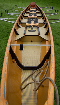 Detail of wooden rowing skiff